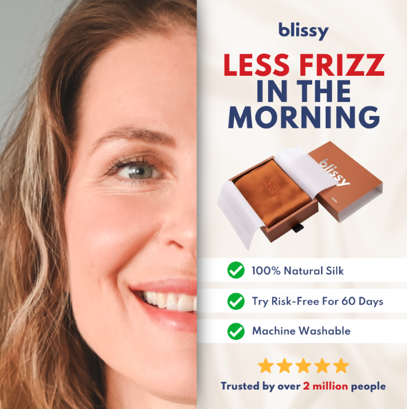 Less frizz in the morning — Blissy silk pillowcase ad